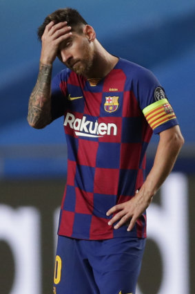A dejected Lionel Messi.