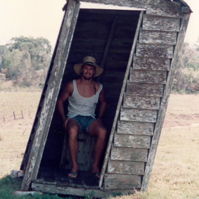 Many people sent in photos of their backyard dunnies, including Danny, in his leaning dunny at Bundaberg.