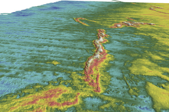 In this map, sand dunes under Bass Strait reveal evidence of the Bassian Plain.