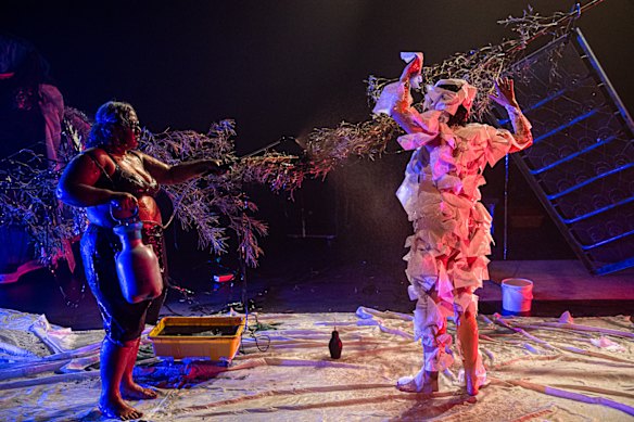Latai Taumoepeau and Mirabelle Wouters in a scene from Exposure.