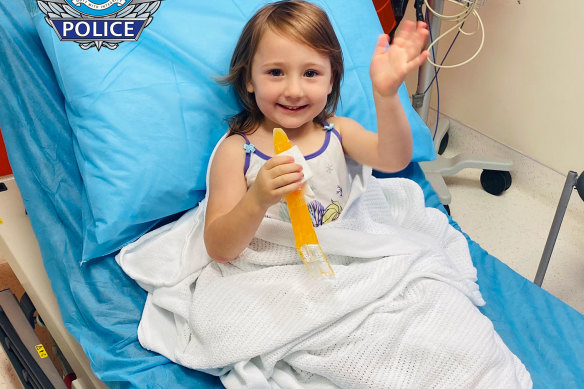 Cleo Smith after her rescue.