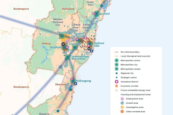 The Greater Cities Commission shows the four potential routes as grey lines marked “fast rail network investigation”.