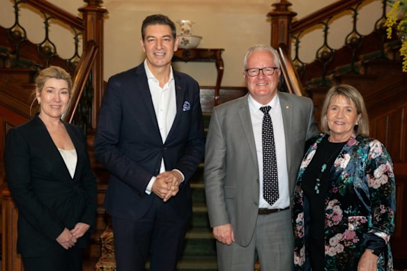 City of Perth chief executive Michelle Reynolds, former Lord Mayor Basil Zempilas, WA Governor Chris Dawson and his wife Darrilyn in September 2023.