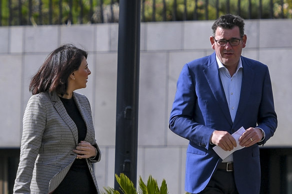 Marlene Kairouz with Daniel Andrews in April last year