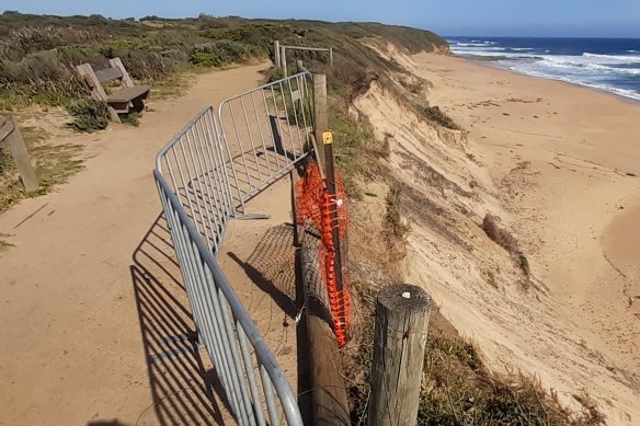 Erosion next to the Kilcunda rail trail bike path