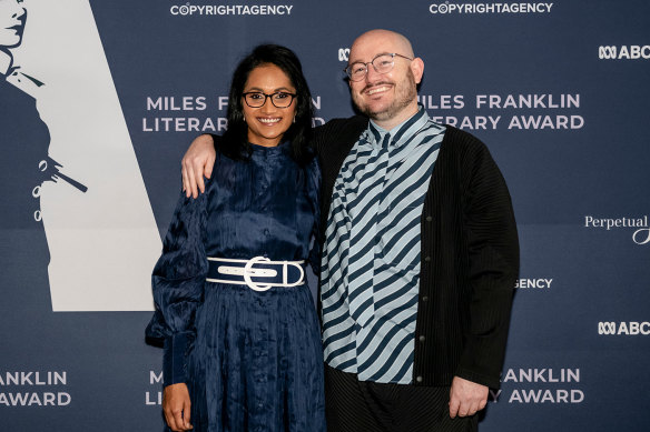 Chandran with publisher Robert Watkins, who describes Chai Time at Cinnamon Gardens as “a novel that feels warm and comforting but has kind of an edge to it”.