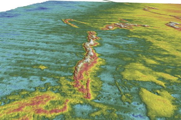 In this map, sand dunes under Bass Strait reveal evidence of the Bassian Plain.