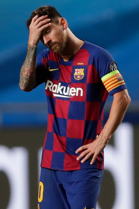 A dejected Lionel Messi.