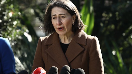 Premier Gladys Berejiklian, Minister for Customer Serivce Victor Dominello and NSW Chief Health Officer Dr Kerry Chant update the media on the NSW governments coronavirus response at NSW Parliament, Sydney on July 9, 2020. 