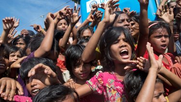 Rohingya refugees at Unchiprang refugee camp near Cox's Bazar in Bangladesh.