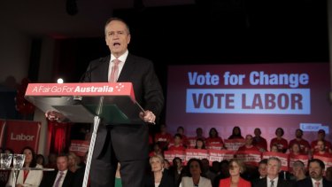 Opposition Leader Bill Shorten addressed a rally in Blacktown in Sydney on Thursday. 