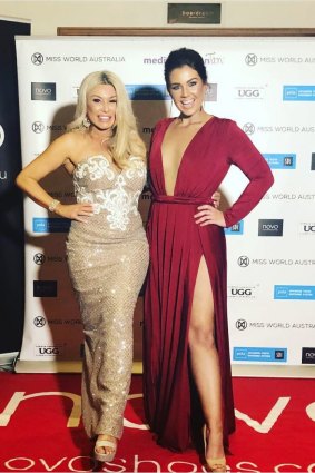 Miss World "mother superior" Deborah Miller with Miss World Australia 2014 Courtney Thorpe.