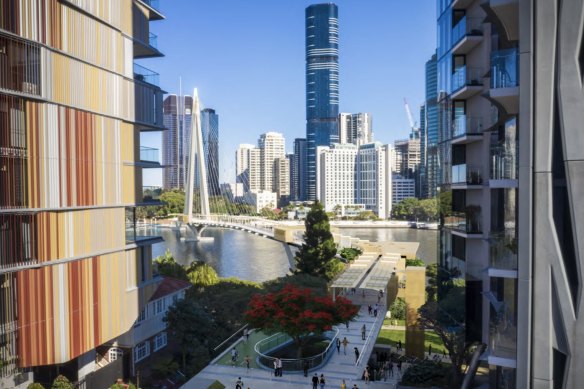 An artist impression of the Kangaroo Point Brisbane to the CBD.