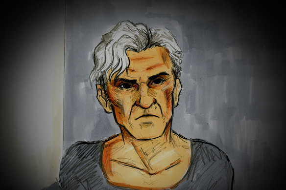 A sketch of Mr Laidley at an earlier hearing.