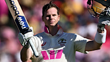 Steve Smith celebrates his hundred at the SCG.