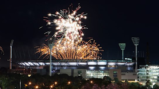 Fireworks over the MCG on New Year’s Eve in 2015. 