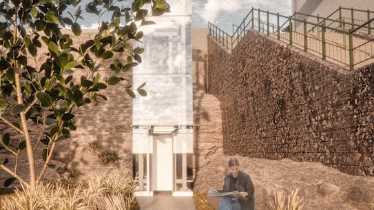 An artist’s impression of a lift next to McElhone Stairs in Woolloomooloo.