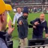 Eddie Jones reacts to a heckler at the SCG.
