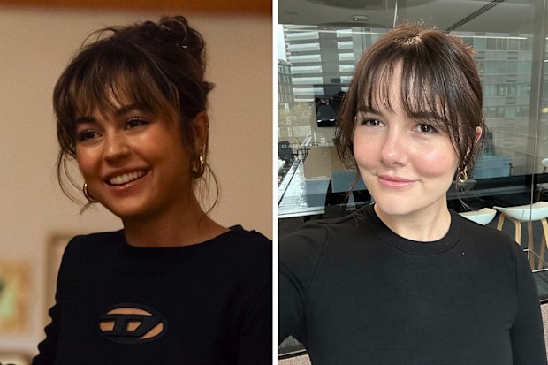 Allie Hayes in Off Campus and reporter Maddison Skipper, with her bangs inspired by the character.
