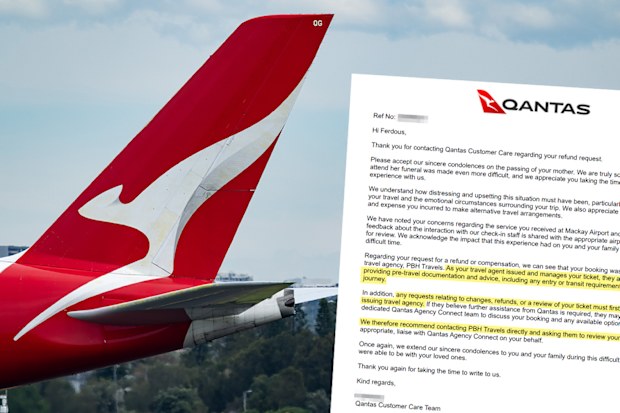 Aile, Qantas ile Mackay'dan uçuş için rezervasyon yaptırmıştı ancak personel, uçamayacaklarını söyledi.