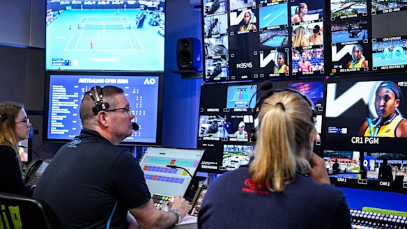 Director Leo Flynn controlling Nine’s coverage of the Australian Open