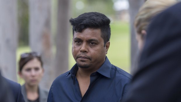 Arun Kumar at his wife's memorial service in Sydney in 2015.