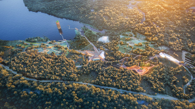 An artist's impression of the Eden Project's proposal for an ecotourism attraction at the former Alcoa coal mine.