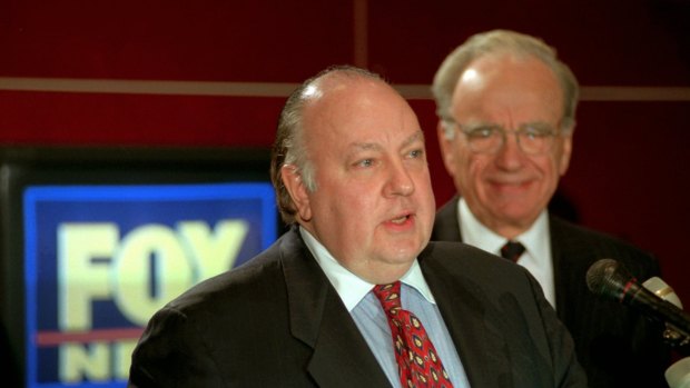 Roger Ailes and Rupert Murdoch in 1996 announcing Ailes as chairman and CEO of Fox News.