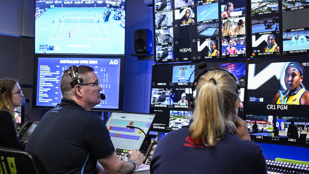 Director Leo Flynn controlling Nine’s coverage of the Australian Open