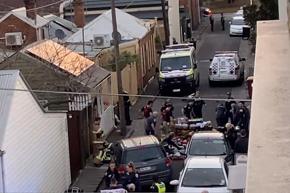 Police swarmed to the area near Park and Dow streets in South Melbourne late on Saturday.