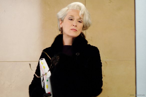 Meryl Streep portrays a famously autocratic fashion magazine editor in 2006’s The Devil Wears Prada.