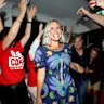 Renee Coffey with supporters on winning the seat of Griffith in Brisbane for Labor on May 3, 2025.