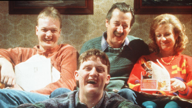Laugh along with the Kerrigans (from left) Steve (Anthony Simcoe), Dale (Stephen Curry), Darryl (Michael Caton) and Sal (Anne Tenney) in The Castle.