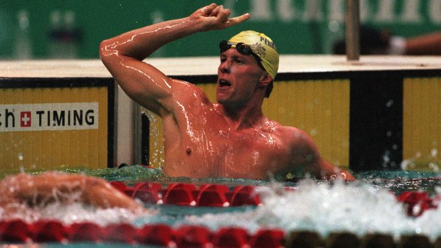 Kieren Perkins triumphs in Atlanta in 1996.