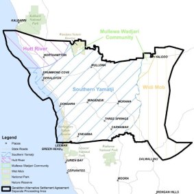 The Southern Yamatji native title claim area. 