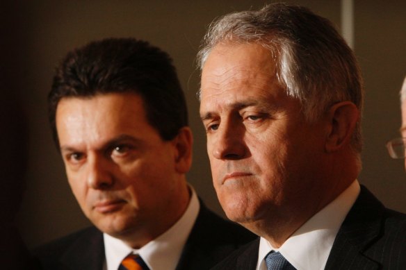 Former prime minister Malcolm Turnbull, pictured with Nick Xenophon in 2009, suggests the former senator is being employed by Huawei for more than just his legal expertise. 