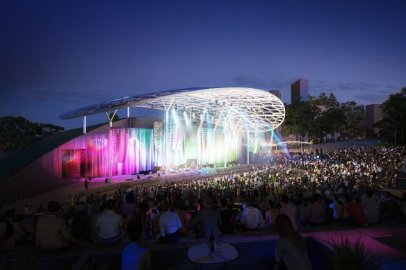 An artist’s impression of the proposed amphitheatre or soundshell at Parramatta Park.