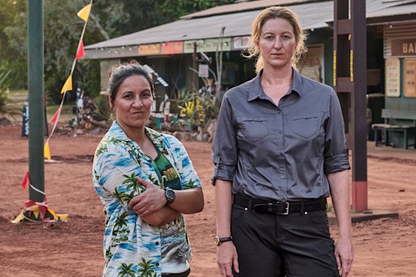 Season 2 of Deadloch stars Madeleine Sami as Eddie Redcliffe and Kate Box as Dulcie Collins.