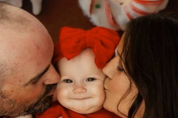 The bodies of Kate Paterson (right) and her one-year-old daughter April (centre) were found inside a home in Belivah on Thursday.