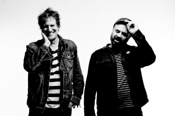 Guitarists Jimmy Hartridge, left, and Adam Franklin from English band Swervedriver.