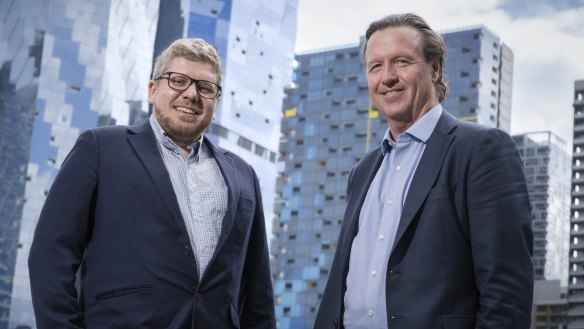 From left to right: Former Fortescue executives, Bart Kolodziejczyk and Michael Masterman’s start-up Element Zero has plans for a $US2.1 billion green iron processing plant in the Pilbara. 