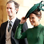 Pregnant Pippa Middleton arrives at Princess Eugenie's royal wedding
