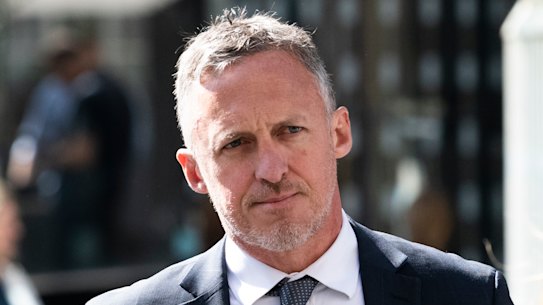 Titus Day arrives at Downing Centre District Court on Friday.