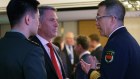 Australian Defence Minister Richard Marles (centre) with China’s Defence Minister Dong Jun (right) at the Shangri-La Dialogue.