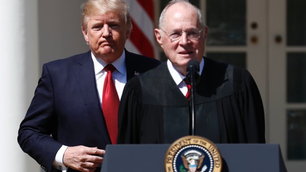 President Donald Trump, pictured with Supreme Court Justice Anthony Kennedy in 2017, can now choose Kennedy's successor.