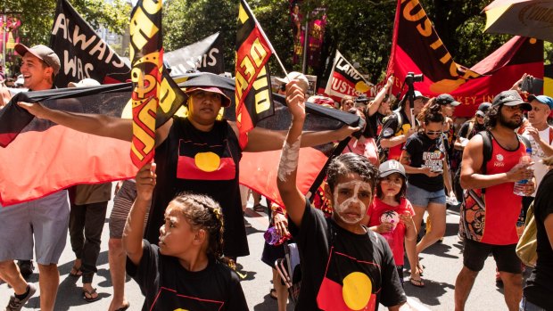 The Invasion Day march in Sydney on January 26 last year.