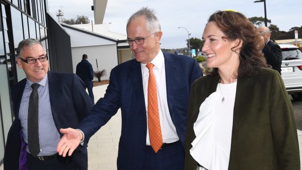 Prime Minister Malcolm Turnbull on Kangaroo Island on Wednesday, where he addressed reporters ahead of tomorrow'a release on the Productivity Commission's GST report.