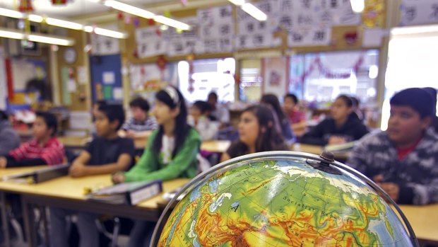 Students study at a Confucius classroom in the United States.