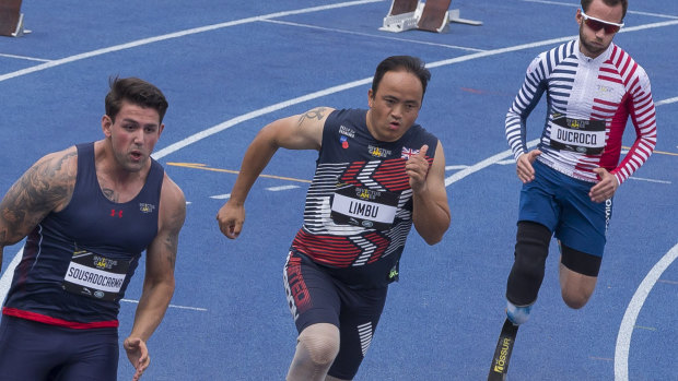 Competitors in the men's 200m of the Invictus Games, in Sydney last week. 