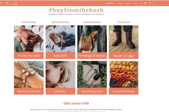 The Buy from the Bush website, set up to help struggling regional businesses after the Black Summer bushfires. 